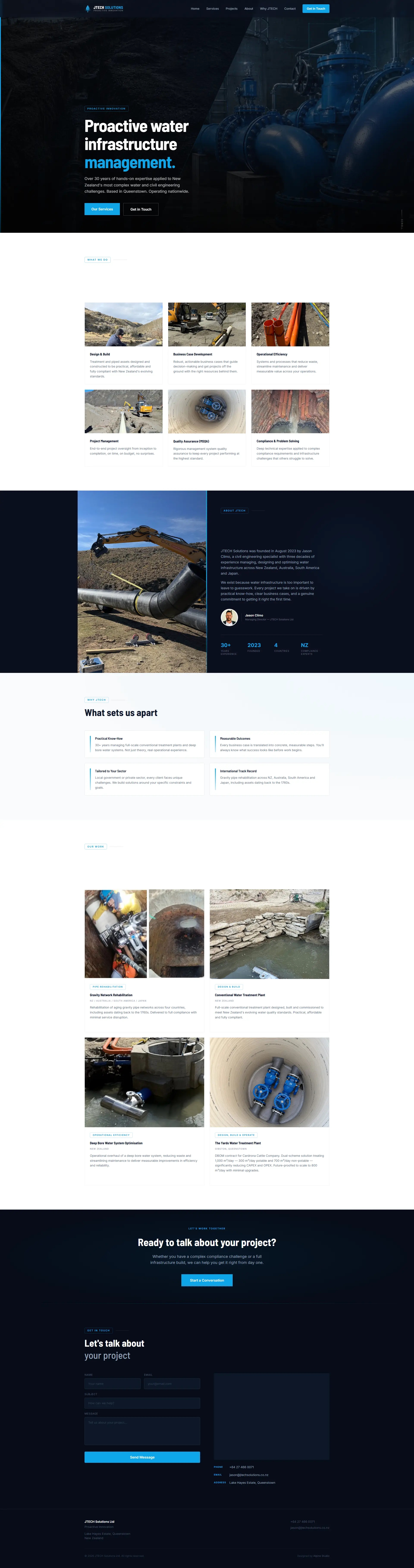 JTECH Solutions website built by Alpine Studio, full homepage