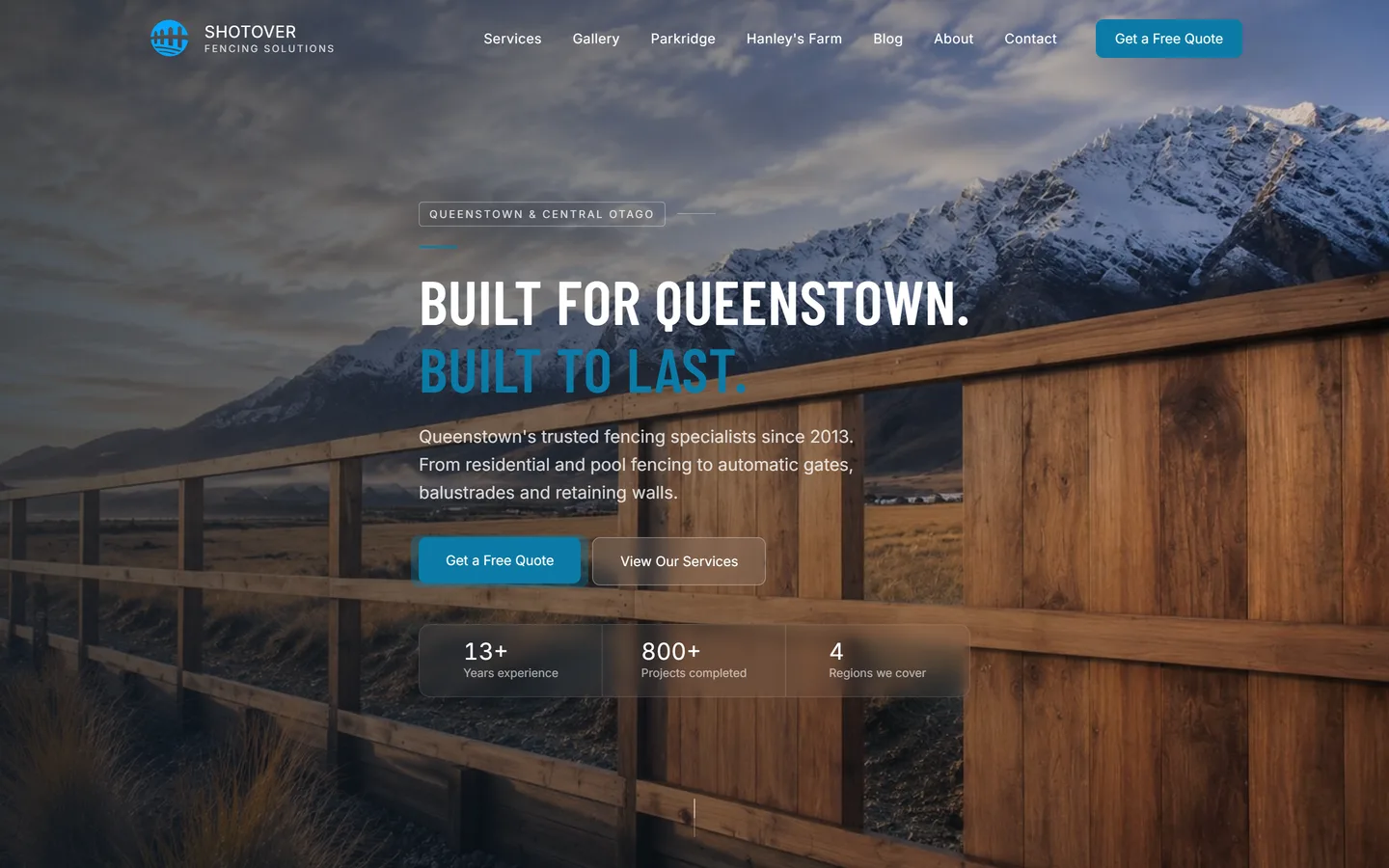 The rebuilt Shotover Fencing Solutions homepage