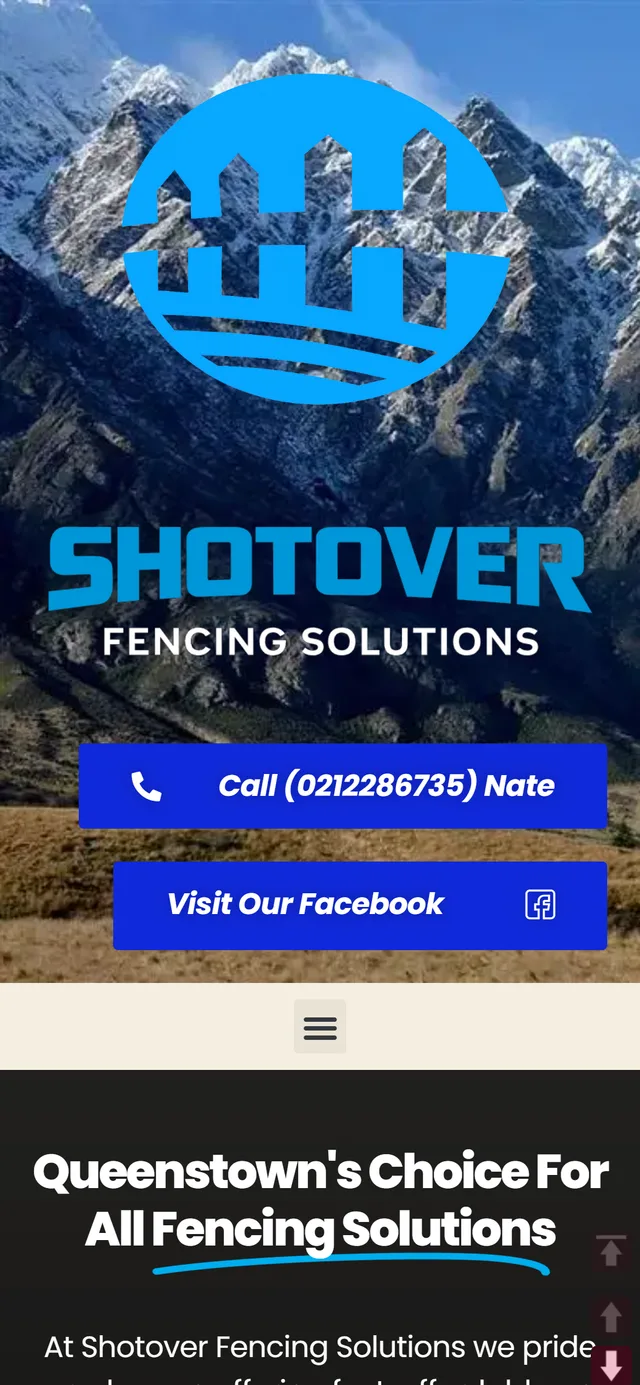 The old Shotover Fencing Solutions site on a phone