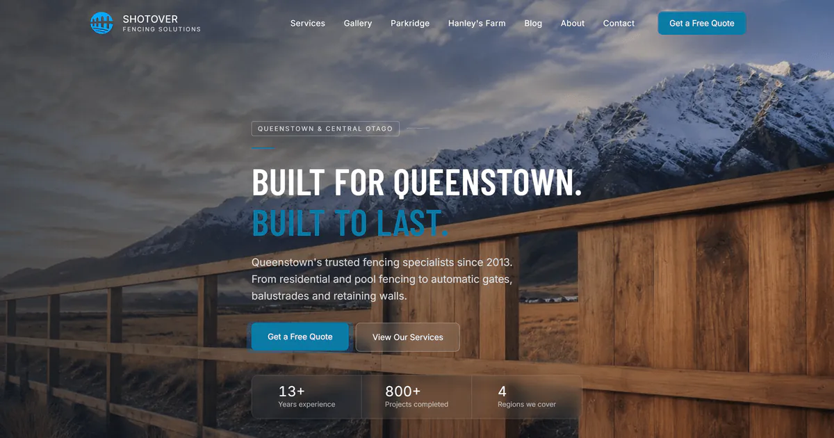 Shotover Fencing Solutions website