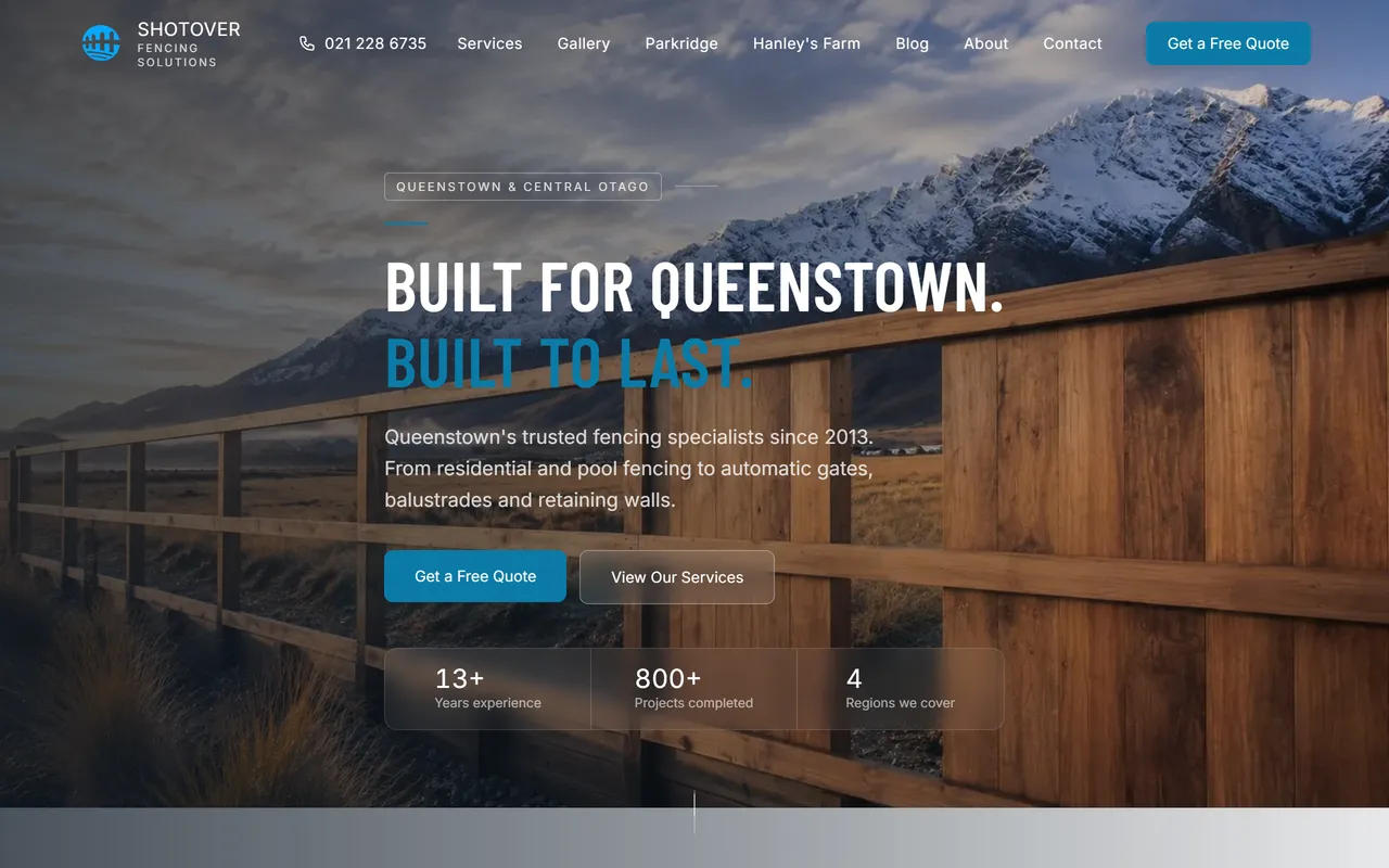 Shotover Fencing Solutions website